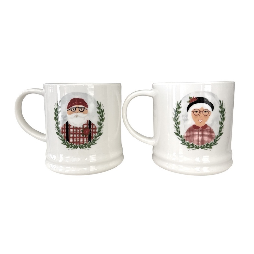 Target Mr and Mrs Lumberjack Claus Porcelain Coffee Tea Christmas Mugs Set of 2